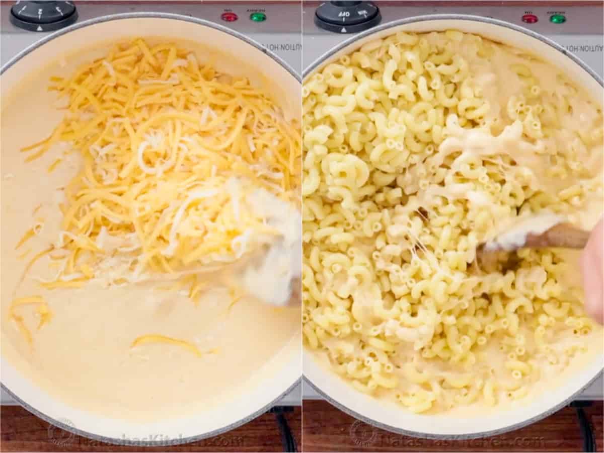 My Easy homemade Baked Mac and Cheese swaps the breadcrumbs for a crowd-pleasing cheese topping. It's perfectly gooey and easy to make. How to make Baked Mac and Cheese sauce and mix with elbow maceroni